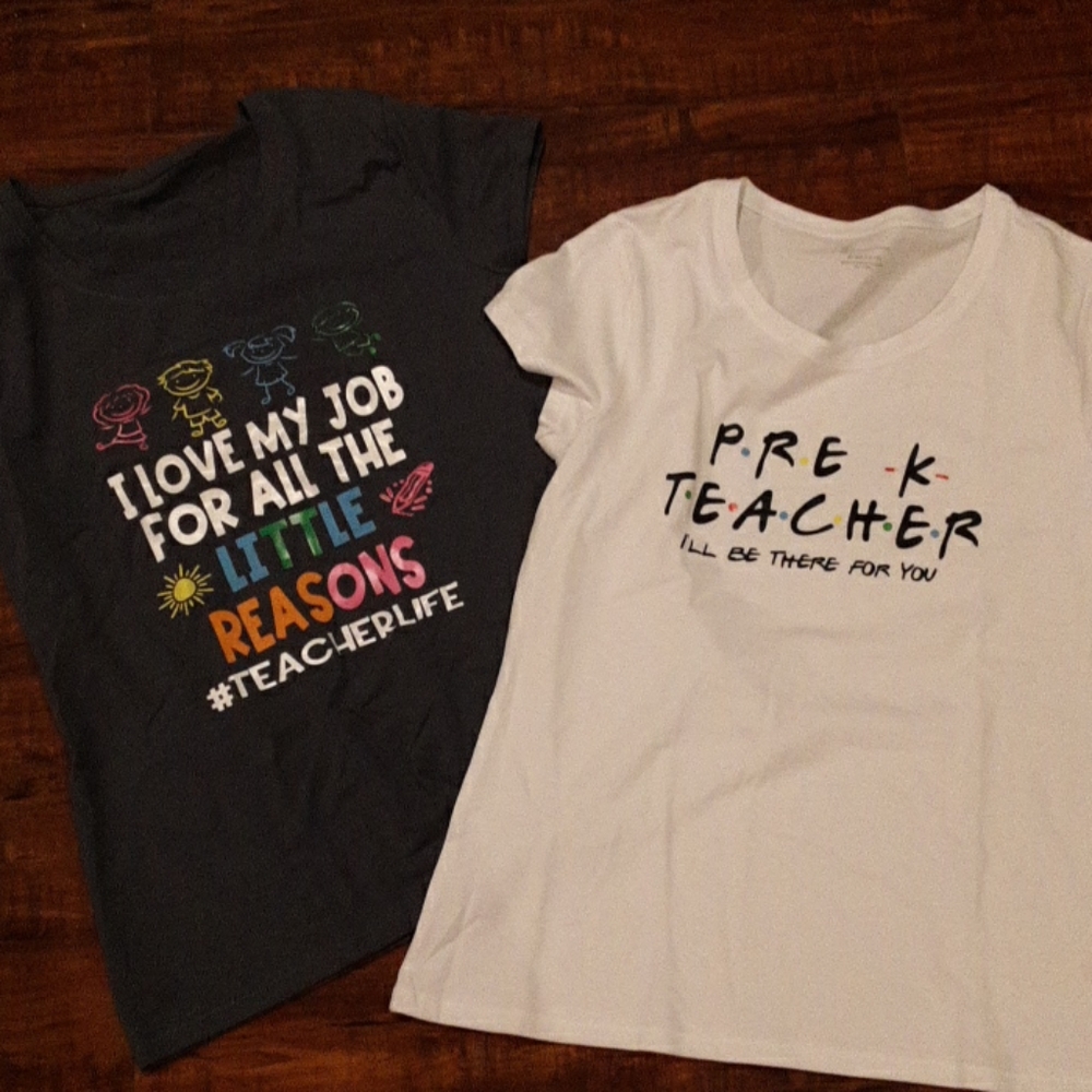 NWOT Set of two prek teacher shirts.
